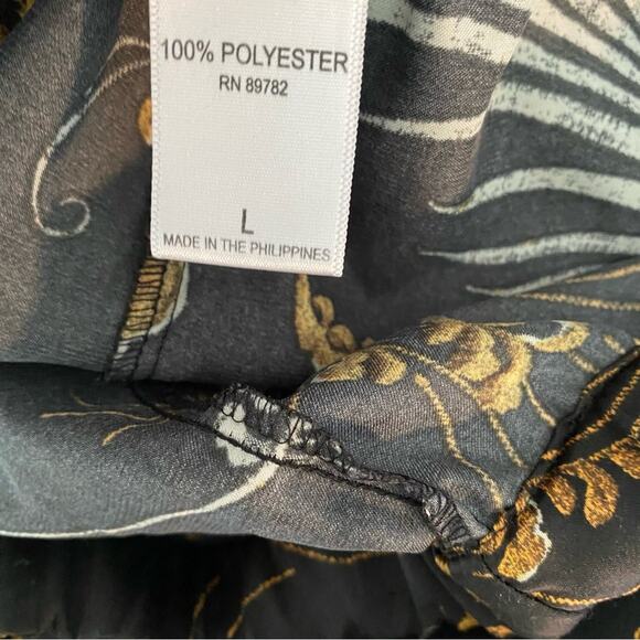 Natori Black Gold Print Drawstring Pajama Lounge Pants size large - Picture 7 of 7